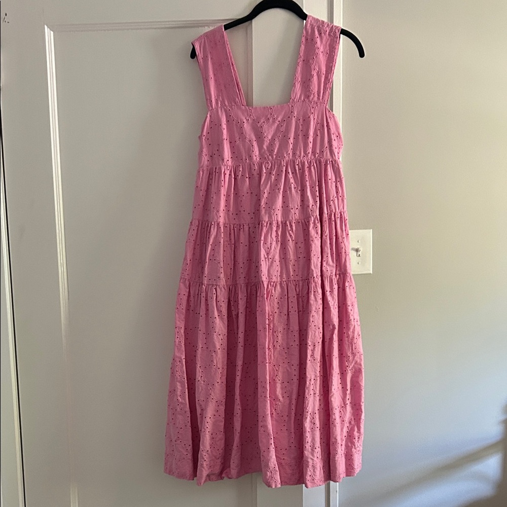Anthropologie Pink Tiered Midi Dress